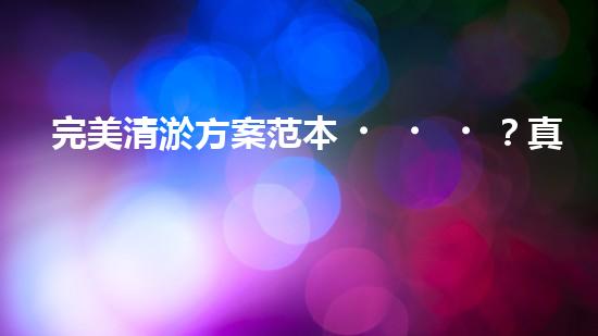 完美清淤方案范本？真的存在嗎！